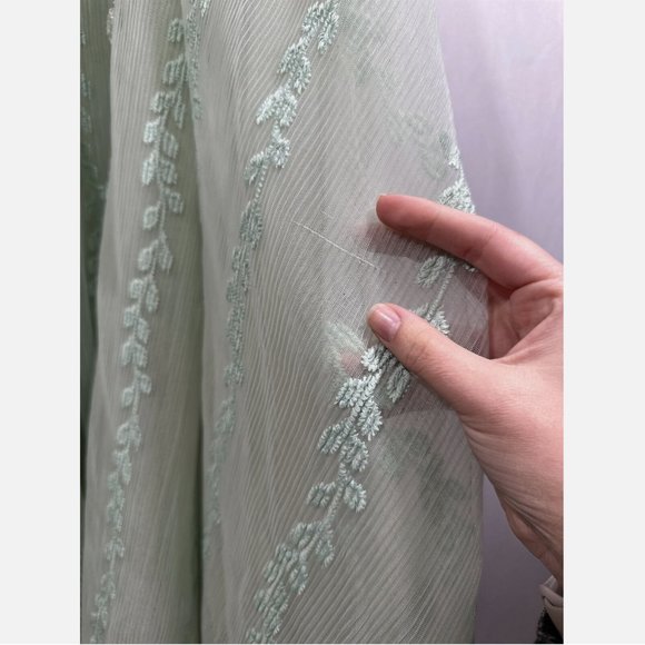 NWT $600 Mac Duggal Embellished Soft Tie Sleeveless V Neck Gown Sage Green SZ 12 - Picture 11 of 16